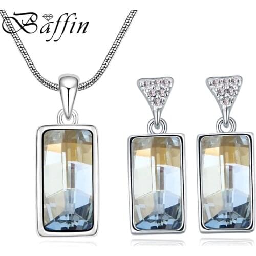 BAFFIN Luxury Crystals Square Pendant Necklace Dangle Earrings Jewelry Sets Crystals From Swarovski For Women Christmas Gift