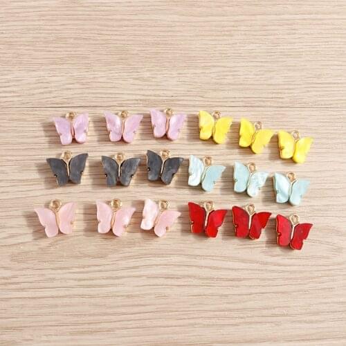 15pcs 13*13mm Enamel Colourful Butterfly Charms Fit Necklaces Earrings DIY Making Handmade Craft Jewelry Accessories