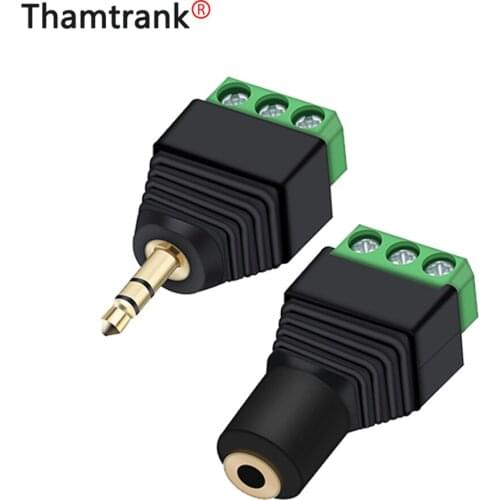 2.5mm 3ploe 1/8 Inch Stereo Male Plug to AV Screw Video Balun Terminal Jack 2.5 mm Female 3 pin Terminal Block Plug Connector