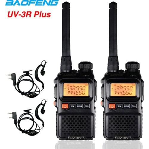 2pcs BAOFENG UV3R plus Two Way Radio Portable Walkie Talkie 136-174/400-470 MHz Dual Band Emergency HF Transceiver Ham Radio