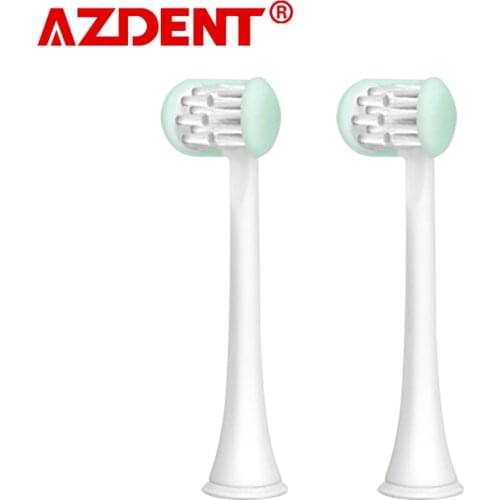 2PCS Replaceable Toothbrush Heads for Kids 3 Sides Eelctric Toothbrush Pink Blue