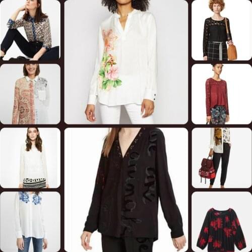 2021 Spain Desigual Ladies Cardigan shirt Graffiti embroidered stitching top breathable personality cotton shirt breathable