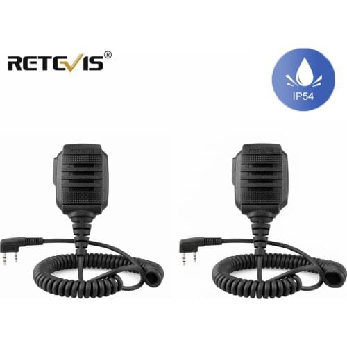 2pcs RS-114 Walkie Talkie IP54 Waterproof Speaker Microphone For Kenwood Baofeng UV 5R UV 82 UV 9R 888S RETEVIS H777 RT3S RT5R