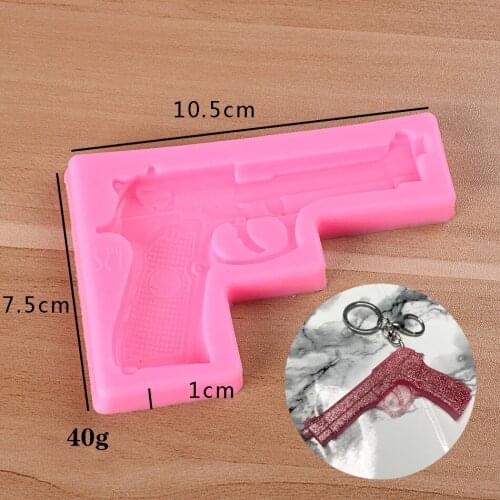 3D Pistol Shape Silicone Mould for Diy Handmade Gun Toy Shape Keychains Decorating Tools Chocolate Pastry Biscuits Mold