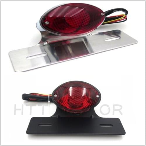 Aftermarket free shipping motorcycle parts Red License Plate Brake Tail Light For harley davidson Universal Cruiser Street CHROM