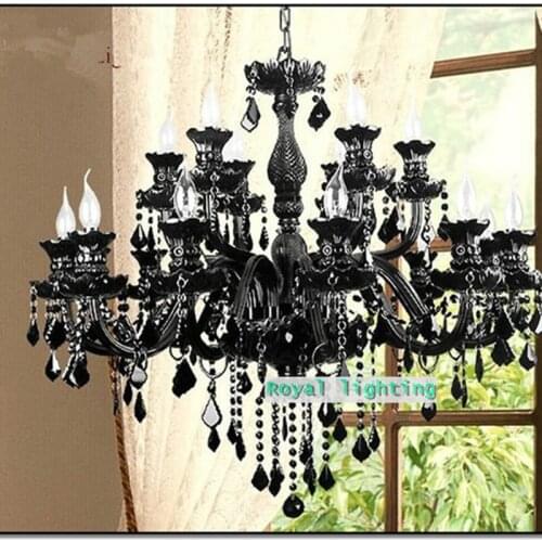 Large Antique Black crystal chandelier for living room led lamparas E14 led home lighting black chandeliers fixtures Foyer lamp