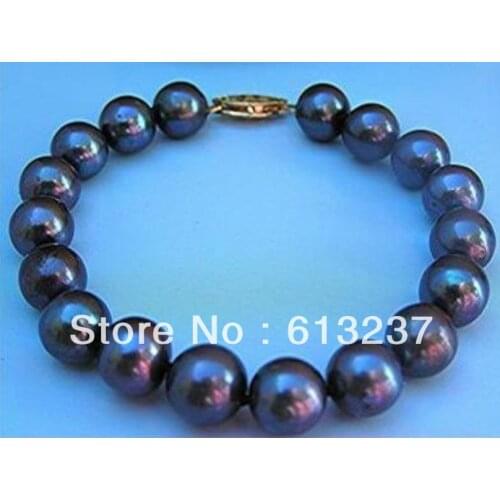 Hot free Shipping new 2014 Fashion Style diy 8-9MM AAA TAHITIAN BLACK PEARL BRACELET 7.5" MY4513