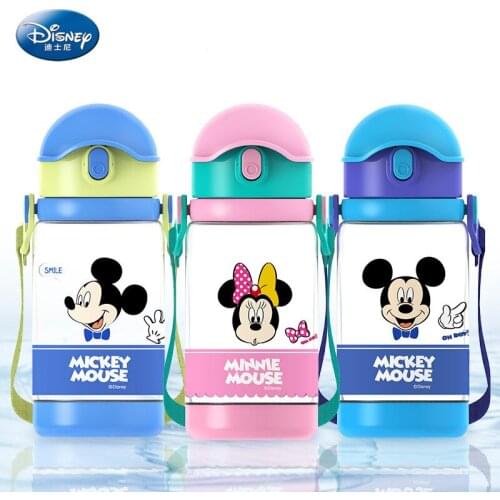 Disney cartoon Drink cup childrens cups straps shatter-resistant leak-proof direct drinking students unisex Tritan portable cup