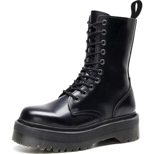 Big Size 35-44 Black Zip Platform Boots Fashion Women Ankle Boots for Women Gothic Chunky Punk Motorcycle Boots Women Shoes