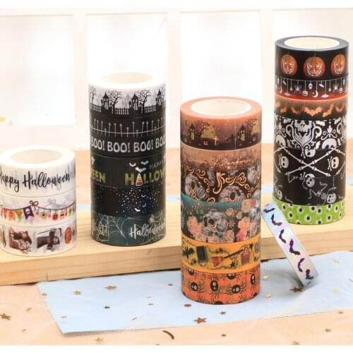 2021 Halloween Decorative Adhesive Tape pumpkin Skull foil Masking Washi Tape Diy Scrapbooking Sticker Label Japanese Stationery