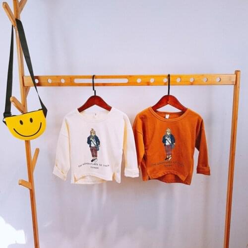 New Spring Fall Boys Girls Shirts Kids Cartoon Character Printed Long Sleeve Baby Girl Tops T Shirt Toddler Children Clothes