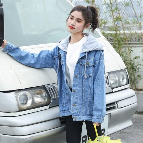 Hood Cowboy Denim Jeans 2021 Autumn Jacket Loose Coat Female Jackets Woman Chaqueta Mujer Boyfriend Large Sizes Cloak