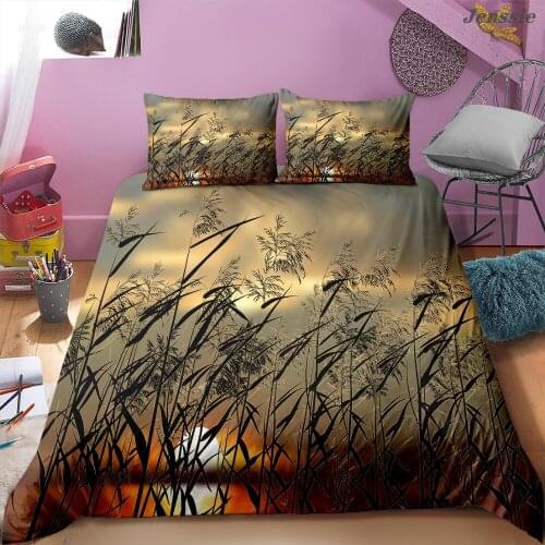 Painted Reed Bedding Set 3D Landscape Dogs Tail Grass Printing Duvet Cover Single Double Quilt Cover Microfiber Bedclothes