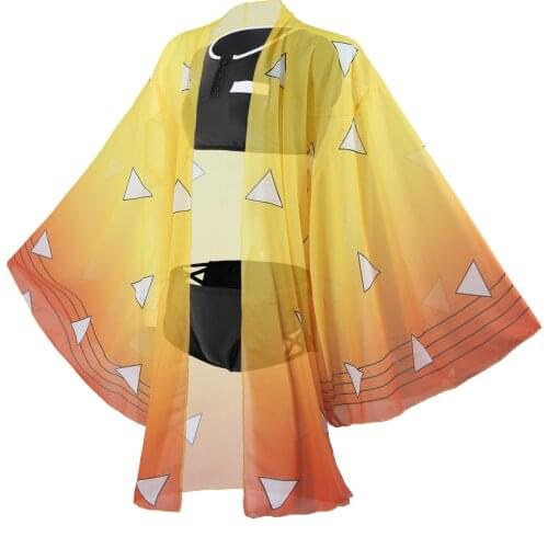 Agatsuma Zenitsu Swimsuit Suit Anime Demon Slayer Cosplay Costume Kimetsu no Yaiba Kimono Kamado Nezuko Bikini Beach Swimsuit
