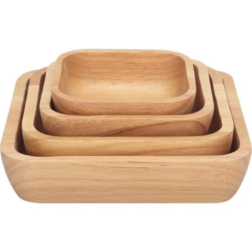 Handcrafted Square Serving Bowl for Fruits or Salad, Natural Solid Wood Bowls - 4 Sizes