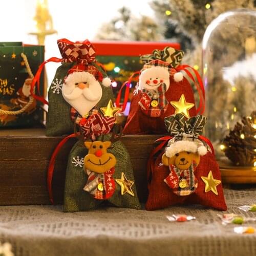 1Pcs Santa Snowman Christmas Gift Bag Christmas home decoration Child Kids Gifts New Year 2022 Christmas Decorations Navidad