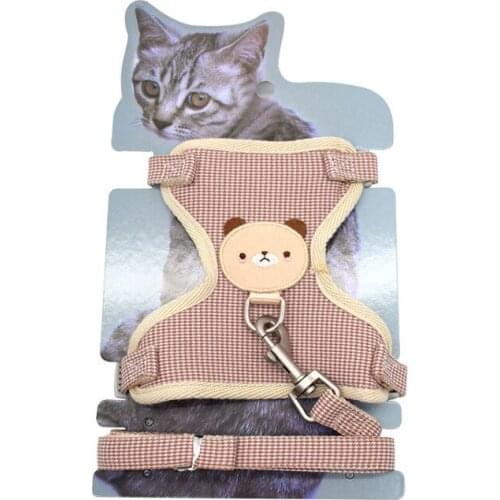 Pet Cute Supplies Bear Net Cloth Chest Back Clothes-Style Dog Leash Lattice Dog Leash Cat And Dog Supplies Leash