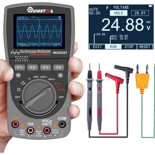 MUSTOOL MDS8207 2 in 1 Intelligent Oscilloscope Newest Digital 40MHz 200Msps/S 6000Counts True RMS Multimeter [Upgraded]