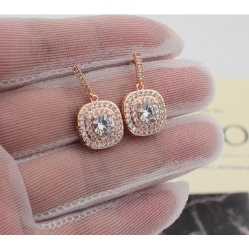 Yourem Anti Allergy OL Wedding Rhinestone Small Zircon Square Earrings For Women Jewelry Accessories ce034