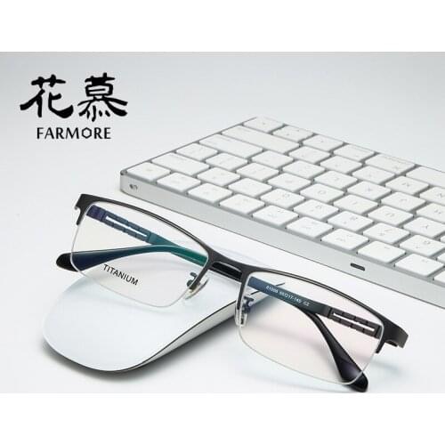 New Trendy Glasses Frame Fashion Business Semi-Rimless Mens and Womens B Titanium Glasses Glasses Frame 61006