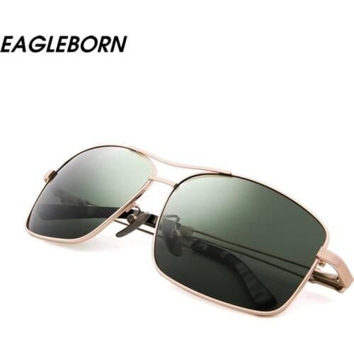 EAGLEBORN Brand memory titanium metal Sunglasses Polarized Men Women Fashion Retro Vintage Driving Mirrored Eyewear