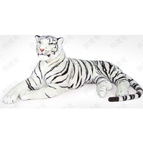 Huge 155cm lying white tiger plush toy prone tiger doll throw pillow , birthday gift t8875