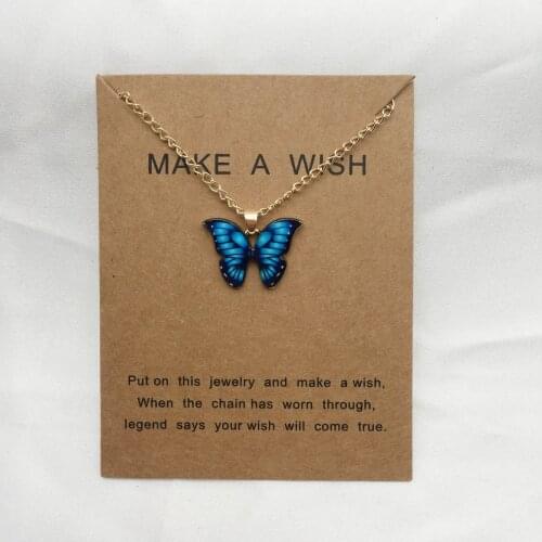 Butterfly Choker Necklace for Women Girls designs with make a wish tags Jewelry Gift Wholesale