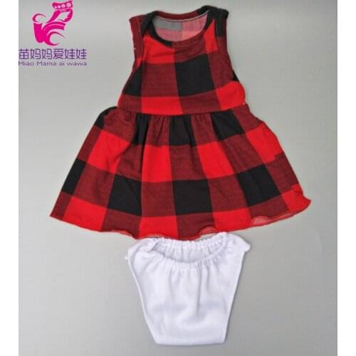Fits for 43cm reborn baby doll dress red black lattice doll wear underwear for 17 inch 18 inch baby doll accessories toys wear