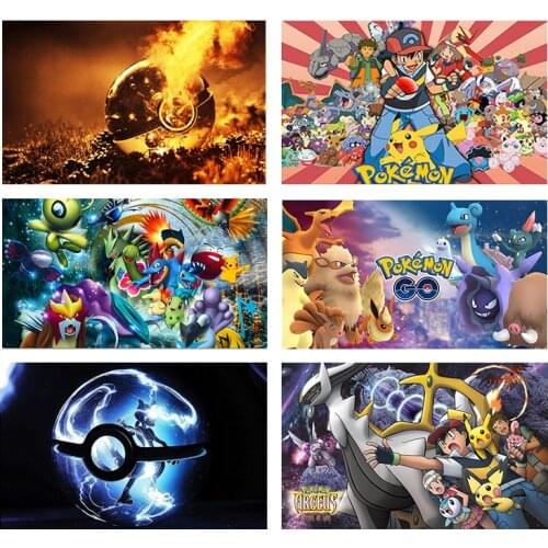 Popular Classic Japanese Anime Pokemon Poster Canvas Painting Wall Art Picture Mural Child Bedroom Home Decoration