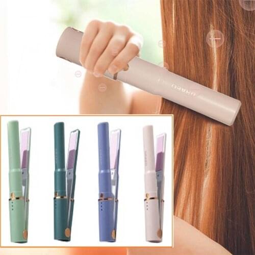 Portable USB Rechargeable Mini Cordless Curling Iron Hair Straightener Rolling Dual Hair Mini Splint Styling Tool