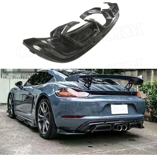 Carbon Fiber Rear Diffuser Lip Spoiler Splitters Flaps fit for Porsche 718 Cayman Boxster Base S 2016-2019 Rear Hugger