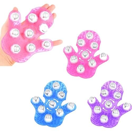 Roller Ball Body Massage Glove Anti-cellulite Relax Nine Beads Massager Tools Pain Relief Relax For Neck Back Shoulder Slimming