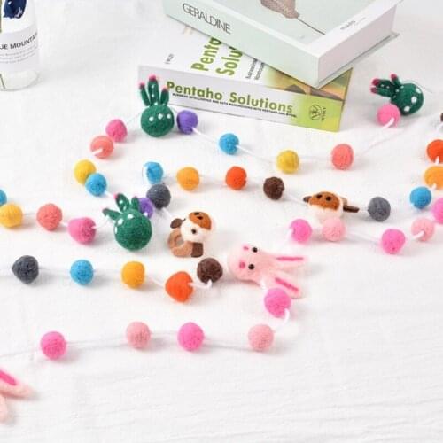 Handmade Wool Felt Pom Pom Balls Beading String Hanging Garland Home Party Decoration Ornaments