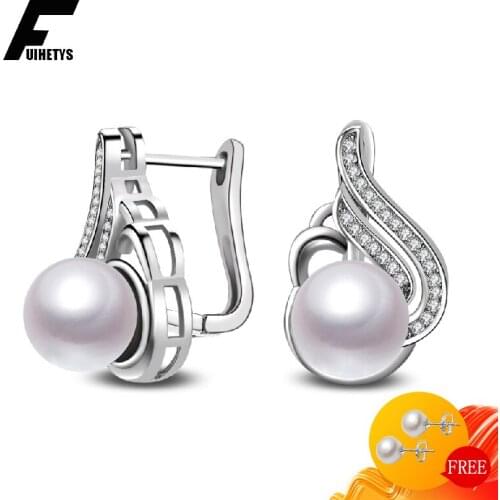 Fashion Pearl Earrings for Women 925 Silver Jewelry with Zircon Gemstone Drop Earring Wedding Engagement Accessories Wholesale