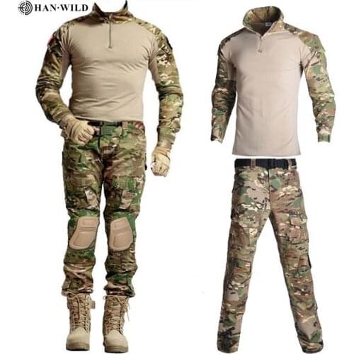 HAN WILDTactical Camouflage Military Uniform Clothes Suit Men US Army clothes Military Combat Shirt + Cargo Pants Knee Size 8xl