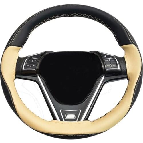 38cm Universal Hand Sewn Steering Wheel Cover Super Fiber Leather Handle Cover Automobiles Interior Accessories Parts