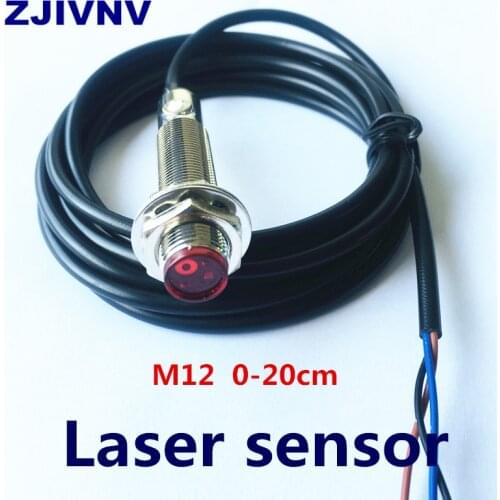 High quality M12 laser sensor diffuse type distance adjustable 0-20cm, PNP/NPN, NO/NC suit Mask machine