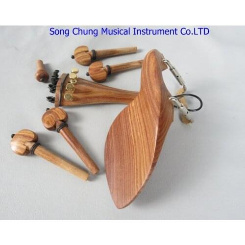 High quality 5 sets of violin rosewood fittings 4/4,beautiful ebony decoration