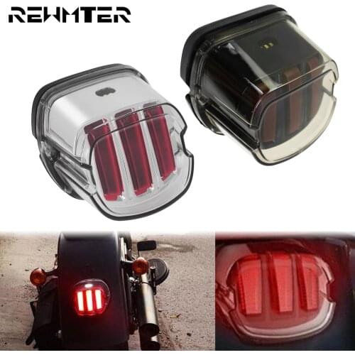 Motorcycle LED Rear Tail Light Brake License Plate Warning Taillight Smoke Chrome Lens Lamp For Harley Touring Dyna Softail XL