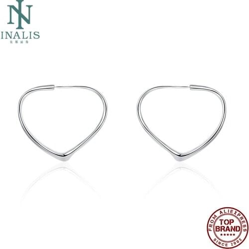 INALIS Heart Minimalist Hoop Earrings For Women White Simple Female Copper Earring Anniversary Fashion Jewelry Free Shipping