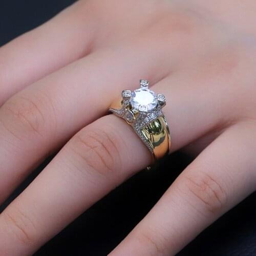 CAOSHI Golden Color Engagement Ring for Women Luxury Style Jewelry Prong Setting Exquisite CZ Stone High Quality Wholesale Bulk