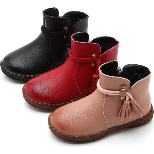 Girls Boots Winter 2021 New Fashion Tassel Childrens Snow Boots Girls Plus Velvet Princess Short Boots Kids Sneakers 2A