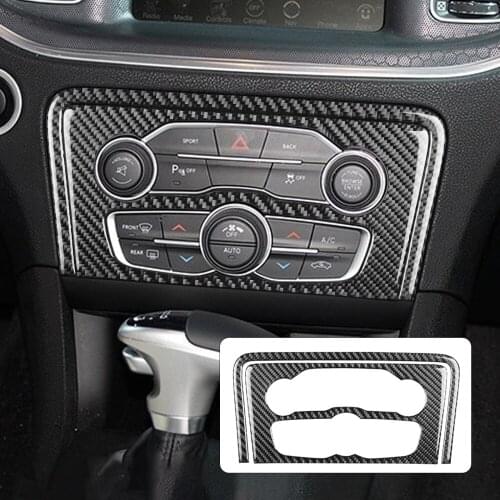 1pcs Carbon Fiber Car Air Conditioner Switch Knob Panel Cover Trim Moldings For Dodge Charger 2015 Car Styling