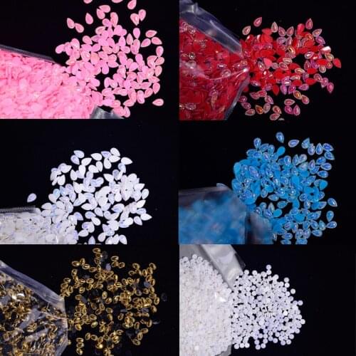 1Pack approx 1000pcs teardrop jellry nail rhinestone 6 design 3D nail art decorations rhinestones nails accessories stones