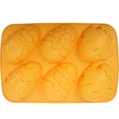 100% Silicone High Quality DIY 6 Easter Egg Cake Mold Soap Mold Flexible Silicone Mould For Candy Chocolate