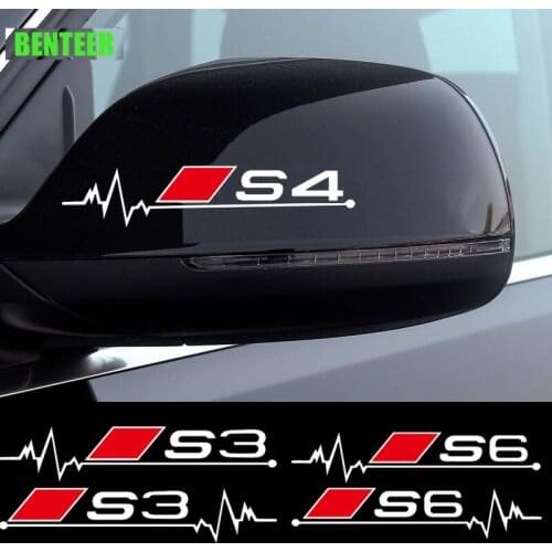 2pcs Car Rearview Mirror Sticker For Audi Sline Quattro A1 A3 A4 A5 A6 A7 A8 Q3 Q5 Q7 TT SQ3 SQ5 SQ7 S1 S2 S3 S4 S6 S8 TT B8