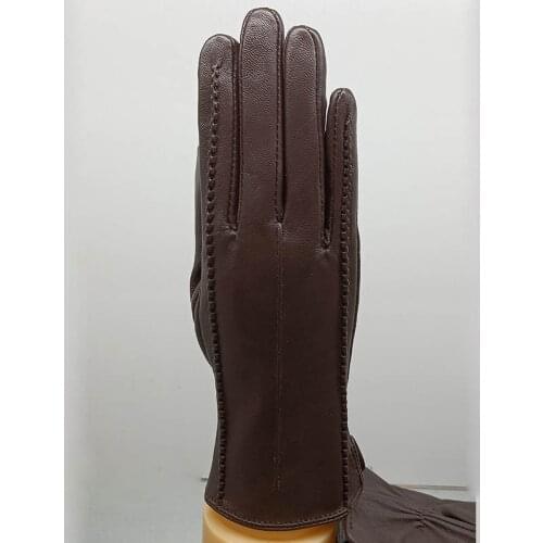 2021 New Sheepskin Women Leather Simple Gloves Fashion Warm Winter Glove Genuine Leather Hand Warmer Femme Brown mittens