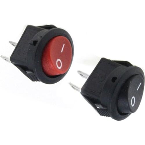 5/10 pieces in batch 16 mm black red small circle 2Pin 250V 3A rocker switch snap type SPST ON OFF rocker position copper