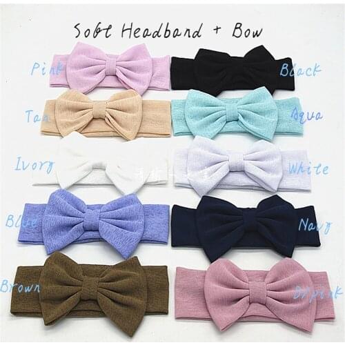5pcs/lot Kids Very Soft Elastic Headbands + Bows For Birth Girls Top Qua Kids Party Headband DIY hair accessores