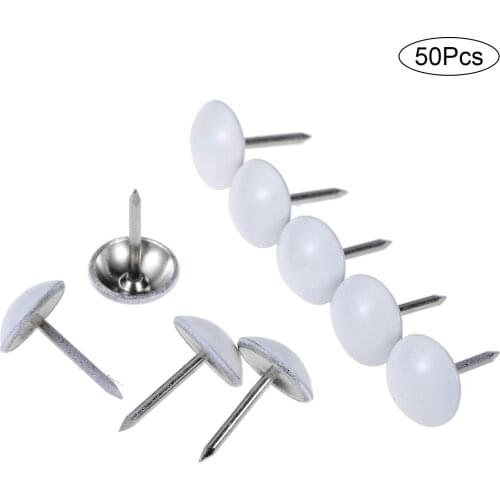 50Pcs White Metal Upholstery Nail 11*17mm Jewelry Case Box Sofa Decor Furniture Tack Stud Pushpin Modern Nails Home Accessories